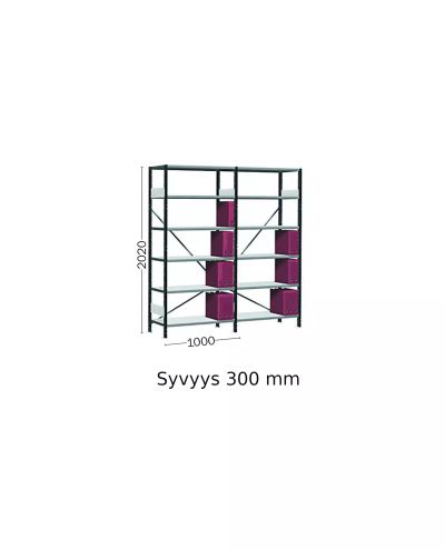 Small storage shelf 2 sections 310 x 2045 x 2020 mm Small storage shelf 2 sections 310 x 2045 x 2020 mm