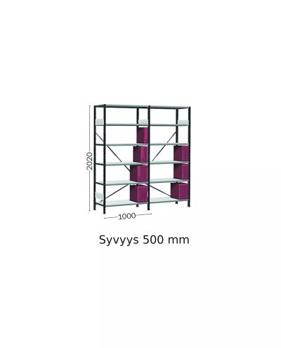 Small shelving unit 2 sections 510 x 2045 x 2020 mm Small shelving unit 2 sections 510 x 2045 x 2020 mm