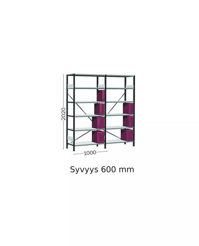 Small storage shelf 2 sections 610 x 2045 x 2020 mm Small storage shelf 2 sections 610 x 2045 x 2020 mm