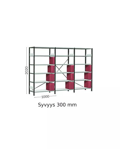 Small storage rack 3 sections 310 x 3050 x 2020 mm Small storage rack 3 sections 310 x 3050 x 2020 mm