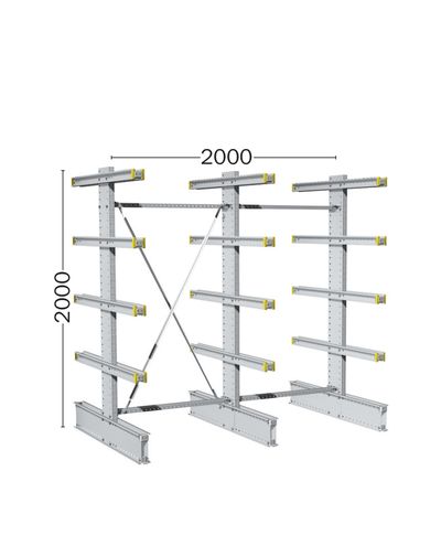 Light external shelf GL, 3 columns 2000mm, extension 2x400 mm Light external shelf GL, 3 columns 2000mm, extension 2x400 mm