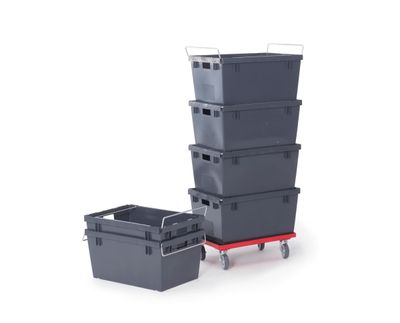Moving box with stacking handles 640x440x310mm, grey