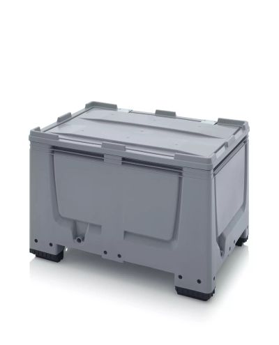 FIN pallet box with hinged lid, 1200 x 1000 x 760 mm, 670L