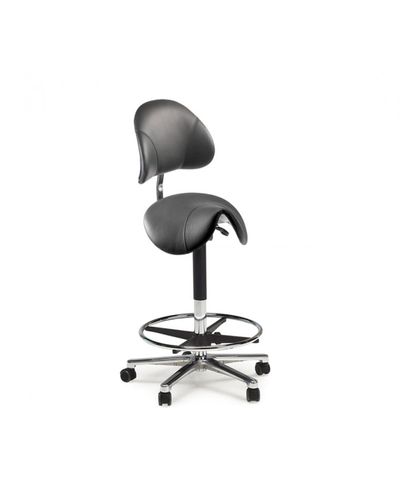 Saddle chair StepSit with backrest, high, black leatherette Saddle chair StepSit with backrest, high, black leatherette