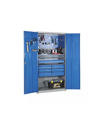 Steel tool cabinet, equipped