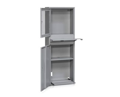 Flat computer cabinet 600 x 330 x 1730 mm, grey