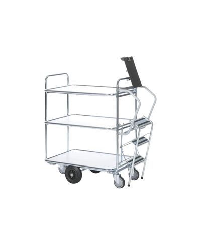 Collection trolley with ladder 3 levels 850 x 620 mm, external dimensions 1130 x 620 x 1110 mm Collection trolley with ladder 3 levels 850 x 620 mm, external dimensions 1130 x 620 x 1110 mm