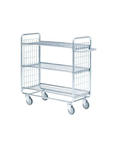 Shelving trolley 100-series 930 x 460 x 1120 mm, 3-level, slatted shelves