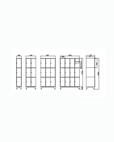 Locker cabinet 3 x 3 compartments 900 x 1900 mm Solid Locker cabinet 3 x 3 compartments 900 x 1900 mm Solid