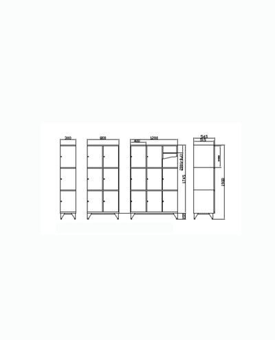 Locker cabinet 1 x 3 compartments 400 x 1900 mm Solid