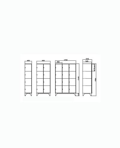 Locker cabinet 1 x 4 compartments 400 x 1900 mm Solid