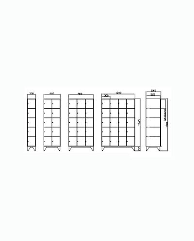 Locker cabinet 4 x 5 compartments 1200 x 1900 mm Solid Locker cabinet 4 x 5 compartments 1200 x 1900 mm Solid