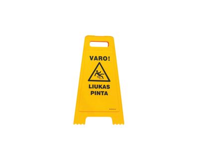 Floor sign: watch out for slippery surfaces