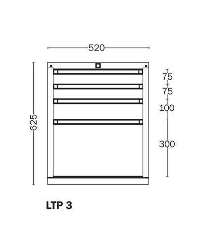 Drawer 3 Handy Industrial, drawers 75,75,100,300 mm Drawer 3 Handy Industrial, drawers 75,75,100,300 mm
