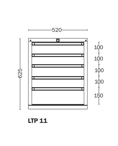 Drawer 11 Handy Industrial, drawers 100 x 4, 150 mm Drawer 11 Handy Industrial, drawers 100 x 4, 150 mm