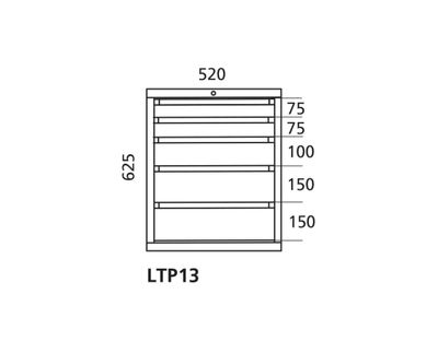 Drawer 13 Handy Industrial, drawers 75, 75, 100, 150, 150 mm Drawer 13 Handy Industrial, drawers 75, 75, 100, 150, 150 mm