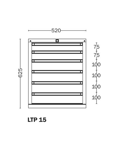 Drawer 15 Handy Industrial, boxes 75, 75, 4 x 100 mm Drawer 15 Handy Industrial, boxes 75, 75, 4 x 100 mm