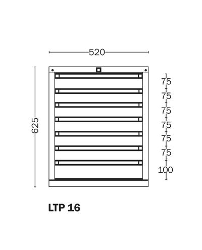 Box tray 16 Handy Industrial, boxes 6 x 75, 100 mm Box tray 16 Handy Industrial, boxes 6 x 75, 100 mm
