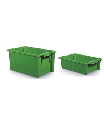 Green plastic boxes