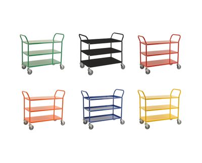 3 level shelf trolleys, several colours