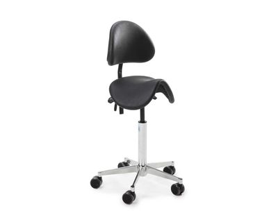 Saddle chair with backrest, black leatherette Saddle chair with backrest, black leatherette
