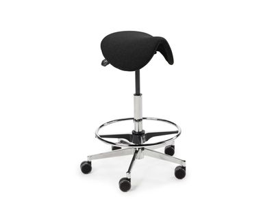 Saddle chair Ryhti, high model, black fabric Saddle chair Ryhti, high model, black fabric
