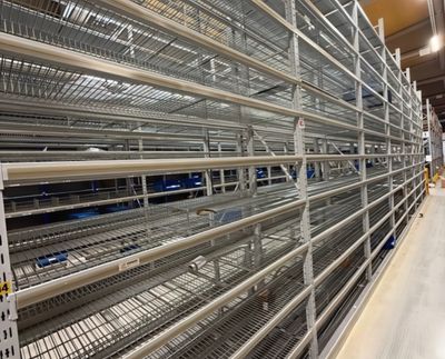 Used Optimi shop shelf with grating shelves