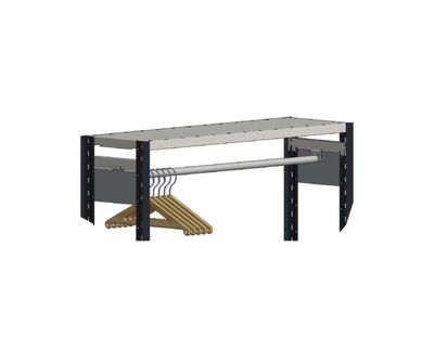 Suspension rod for small storage shelf for boxes