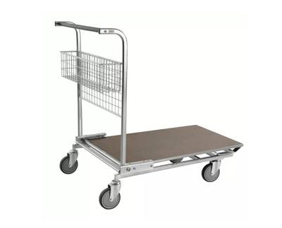 Shop trolley with pallet and net basket