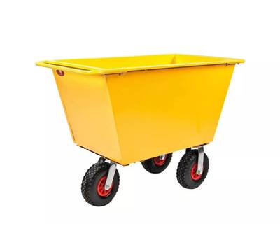 Steel waste trolley 200 l, pneumatic wheels Steel waste trolley 200 l, pneumatic wheels