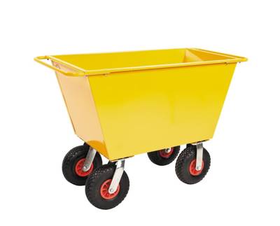Steel waste trolley 200 l, pneumatic wheels Steel waste trolley 200 l, pneumatic wheels
