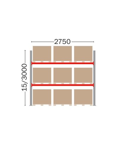 Pallet rack basic part for 9 EUR pallets, 3000 mm Pallet rack basic part for 9 EUR pallets, 3000 mm