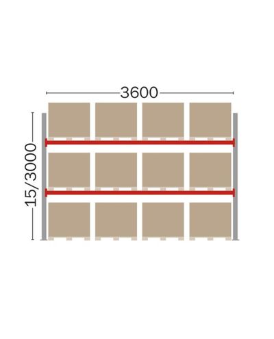 Pallet rack basic part for 12 EUR pallets, 3000 mm Pallet rack basic part for 12 EUR pallets, 3000 mm