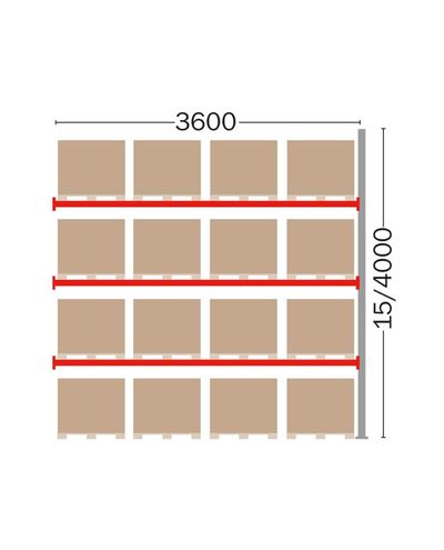 Pallet rack extension for 16 EUR pallets, 4000 mm Pallet rack extension for 16 EUR pallets, 4000 mm