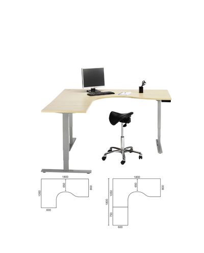 Electric table Flex 3-legged, L-model 1800 x 1800 mm white