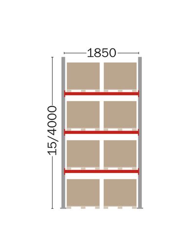 Pallet rack Basic part for 8 EUR pallets, 4000 mm Pallet rack Basic part for 8 EUR pallets, 4000 mm