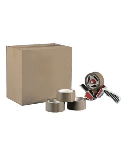 Packaging tape package, machine + brown tapes