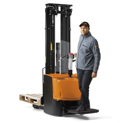 Standing stacking forklift trucks